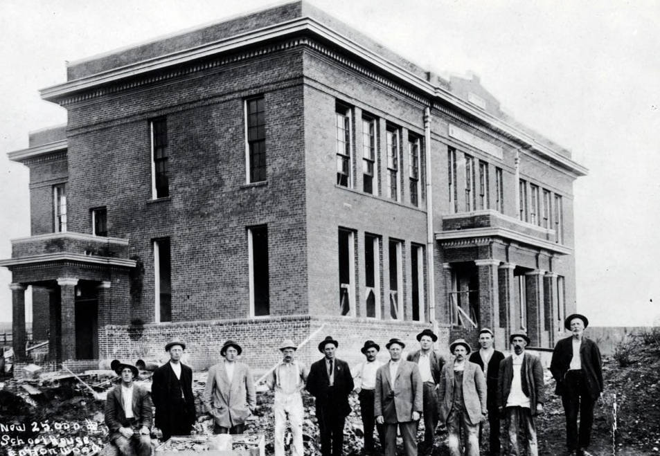 Cottonwood Public School [under construction?]. Cottonwood, Idaho.